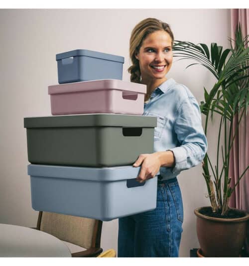Sunw. Sigma home box met deksel 24L donker blauw/grijs