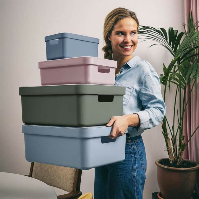 Sunw. Sigma home box met deksel 32L blauw/grijs