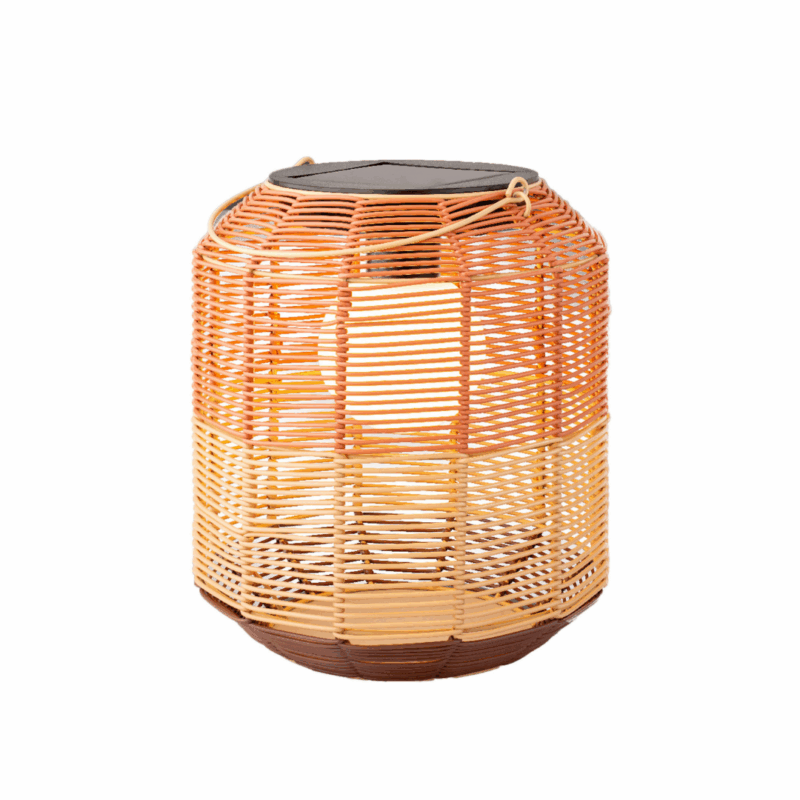 Solar lantaarn wicker 24xH28cm bruin