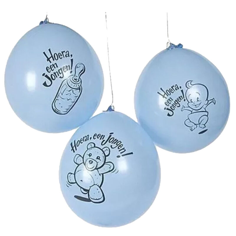 Ballons lichtblauw 'Hoera een jongen!' 10 st.