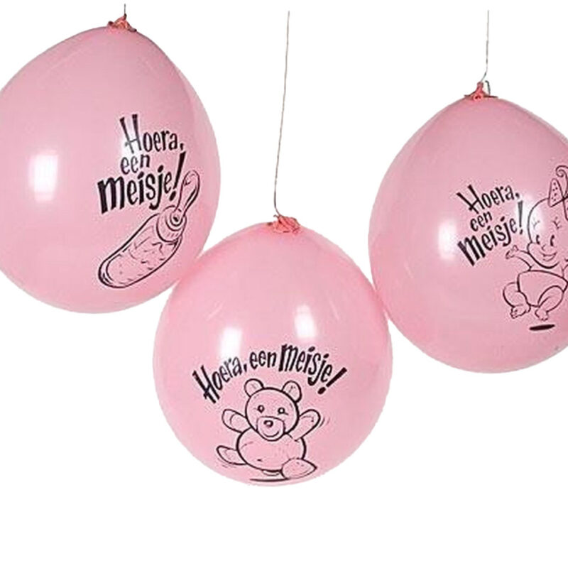 Ballons roze 'Hoera een meisje!' 10 st.