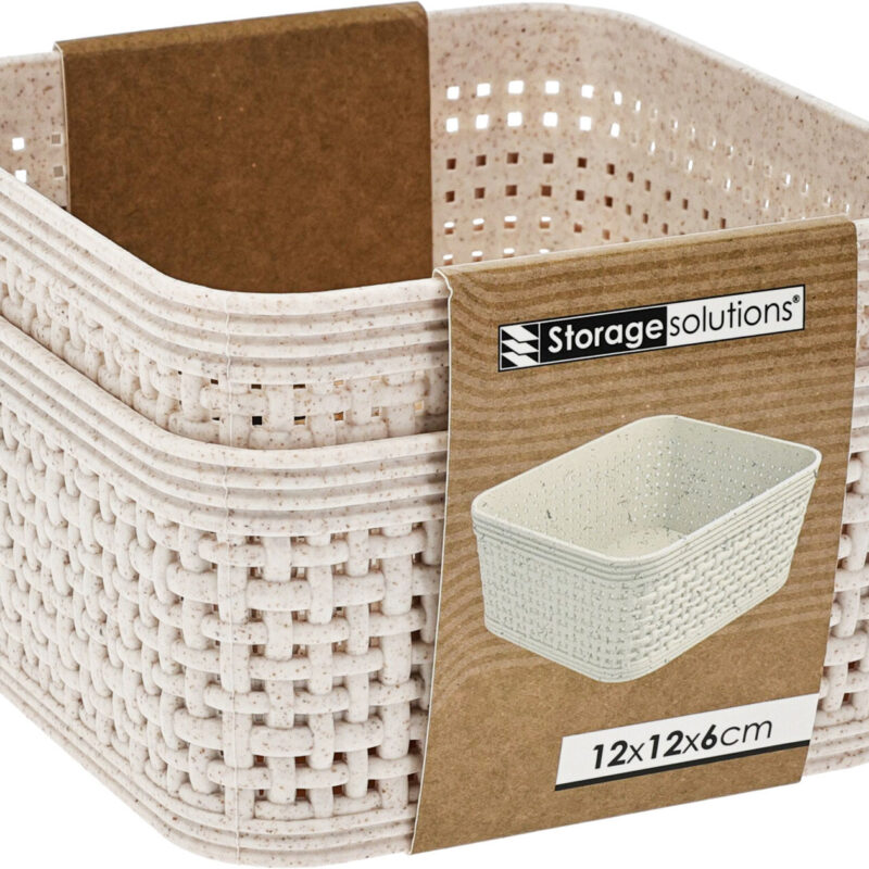 Mand set van 2 st. zandkleur 12x12xH6 cm