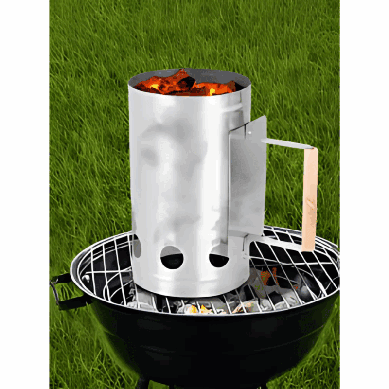 BBQ starter metaal met houten handvat D16xH27,5 cm