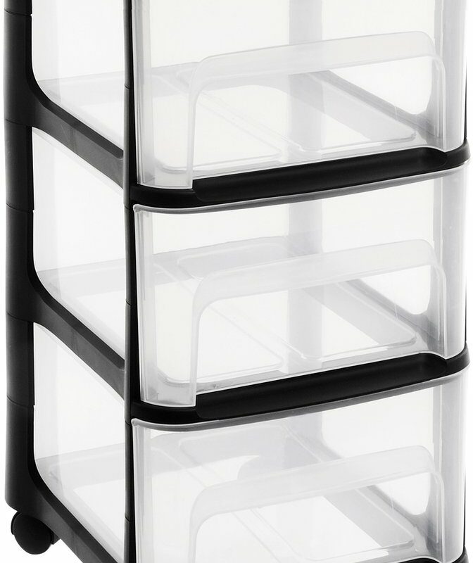 City op wielen 3 laden zwart 32x37x61